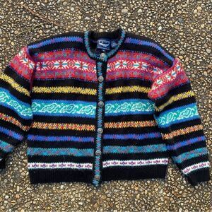 Vintage Nordic style cropped cardigan M